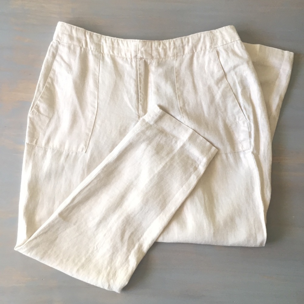 J. Crew Gold Metallic Foil Linen Pants Size 4 - Picture 8 of 8